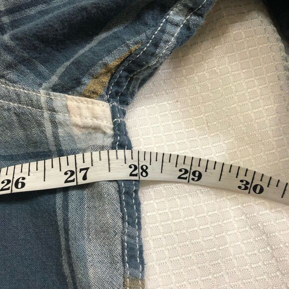 Merona Button Up Shirt Mens XXL Multicolor Plaid Short Sleeve Linen Cotton - Picture 6 of 6